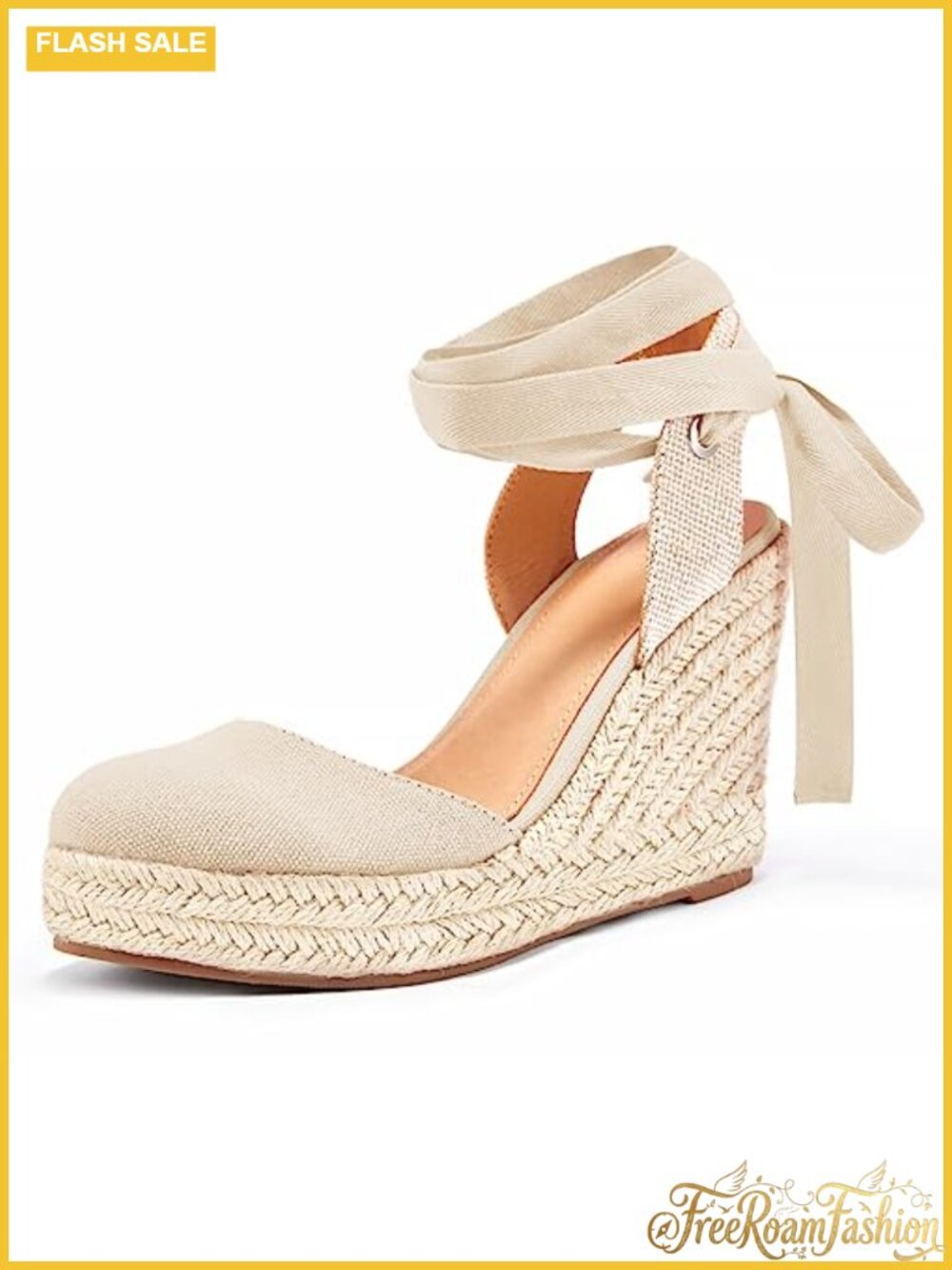 Suede Espadrille Platform Wedge Sandals Lace Up Closed Toe Ankle Strap